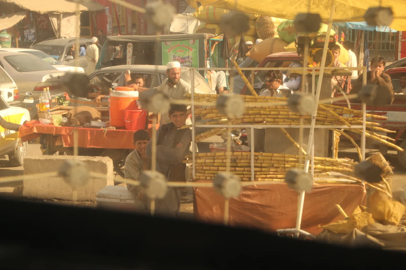 Sugarcane for sale in a Jalalabad market